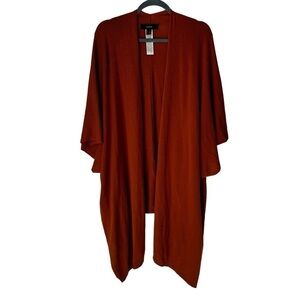 Forever 21 Burnt Orange Long Sweater Cape Cardigan Oversized Wrap